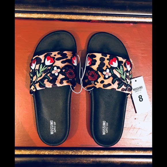 Mossimo Supply Co. Shoes - Leopard and Flowers 🌺 Slide On Flat Sandals